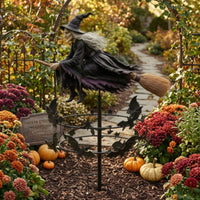 Witch Wind Whirligig Stunning Garden Wind Whirligig with Stake Garden Stake Decoration Double-Tier Yard Art Metal for Patio