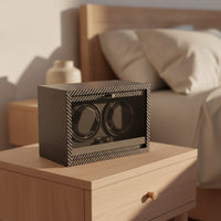 Watch Winding Box Electric Two-Watch Winder Adjustable for Bedside Table, Nightstand