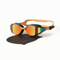 Mirrored Swim Goggles with Swim Cap Sleek Eyewear Adjustable for Athletes