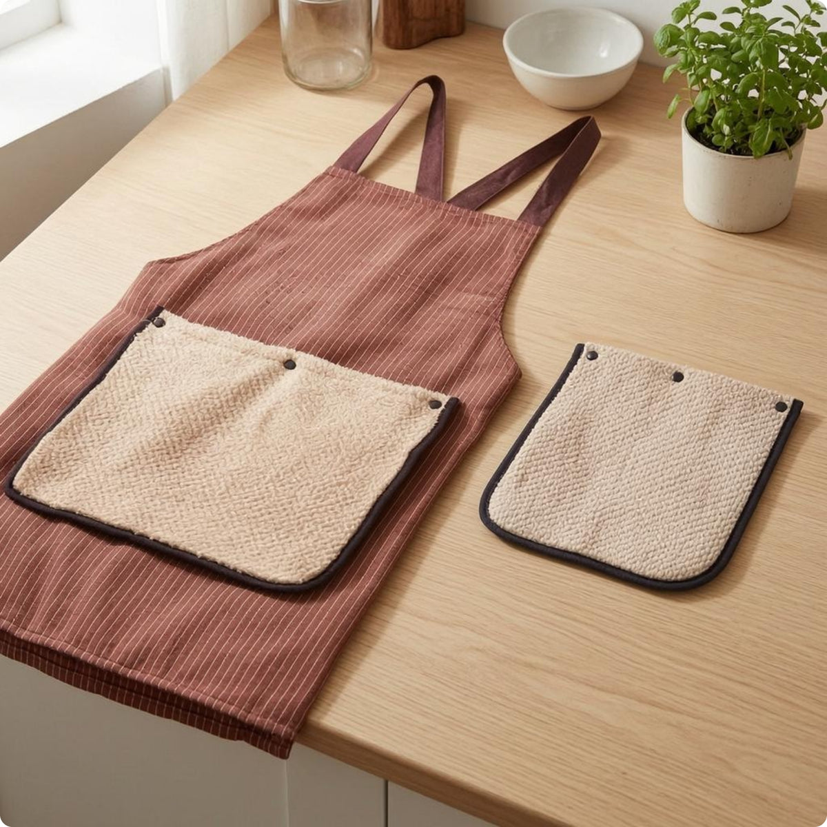Long Shoulder Ties Striped Kitchen Apron Sleeveless Striped Bib Apron