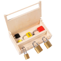 Lock and Key Set with Wooden Box Hands-on Child-Centered Lock Box Wooden Educational Toy Preschool Interactive for Toddlers