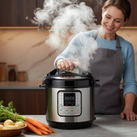 Stainless Steel Electric Pressure Cooker Digital Pressure Cooker with Removable Pot Programmable Multicooker Single-Touch for Home Cooks, Families, Kitchen, Countertop