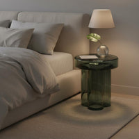 Round Glass Side Table Nordic Design Small Coffee Table Minimalist for Balcony, Bedroom, Office