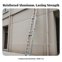 3 Section Extension Ladder High Load Capacity Heavy Duty Fire Egress Ladder Non-Slip Feet Access Equipment for Maintenance Engineers, Factories