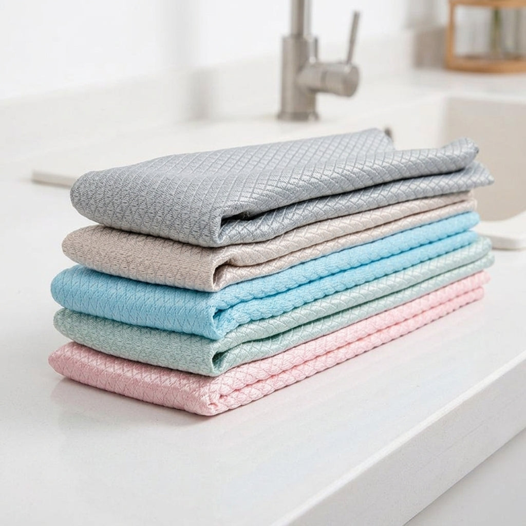Fish Scale Microfibre Cloth, Highly Absorbent Cleaning Cloths for Glass and Mirrors, Reusable Microfiber Blend
