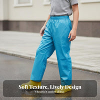 kids' Rain Pants Elastic Waist Kids Rain Pants PU Coated children's Mud Trousers for Young Children, Students, Rainy Days, Muddy Play, Playing