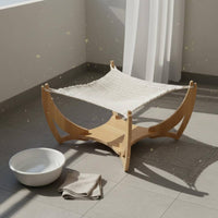 Elevated Pet Lounger Wooden Structure Finish Cat Hammock Bed Raised for Cats