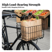Folding Bike Basket Foldable Design Front Handlebar Basket Heavy Duty for Commuters, Pet Owners, Grocery Shopping