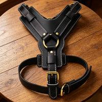 Long-Lasting Adjustable Dog Harness Leather Dog Harness Pet Supplies for Large Dogs, Training, Walking, Outdoor
