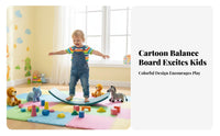 Sturdy Wood Construction Wooden Balance Board Multi-Purpose Kids Wobble Board Core Strength Training Educational Philosophy Rocker Anti-Slip Felt Base for Toddlers, Playroom, Stretching Exercises, Home Gym