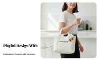 closure Small closureed Canvas Handbag informal and design Lunch Pouch Lightweight Tote Bag long-lasting for Office Workers, Professionals, everyday Use, School, Shopping, Travel