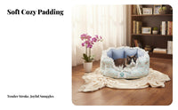 Floral Print Bed with Lace Trim All-Season Use Pet Supplies Soft Pet Bed for Feline Owners, Indoors, Living Room, Bedroom