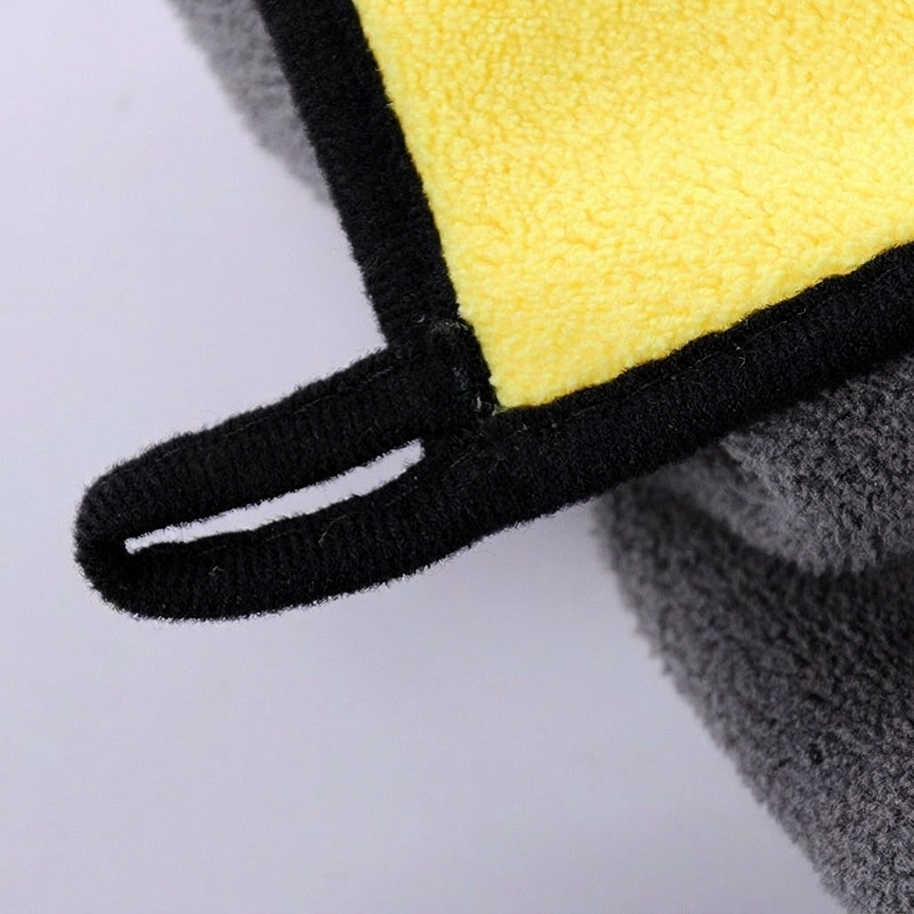 Double Sided Car Polishing Cloth and Car Drying Towel, Coral Fleece Microfiber Towel for Cleaning, Bound Border Grey-Yellow Detailing Tool