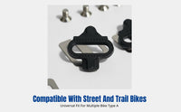 Cycling Cleat, Universal Bike Pedal Plate for Road and Trail, SPD Compatible, Metal, Complete Installation Kit