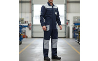 Moisture-Wicking Multi-Pocket Work Jumpsuit Breathable Material Long Sleeve Mechanic Boilersuit Wear-Resistant Heavy Duty Utility Coveralls Elastic Waist for Mechanics, Technicians, Construction Workers, Workshop, Factory