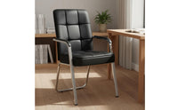 Comfortable for Long Sitting Padded Arm Conference Chair Ergonomic Design Padded Guest Armchair High-Density Cushion Leather Guest Armchair S-Shaped Backrest