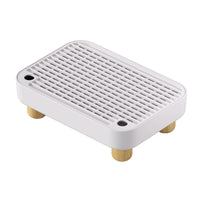 Slatted Litter Box Platform with Wooden Legs Removable Litter Box Step with Wooden Base Compact Wear-Resistant for Cats