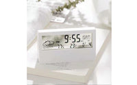 Multifunctional Temperature Humidity Clock Minimalist Design Digital Alarm Clock Timekeeping Device for Students, Desktop