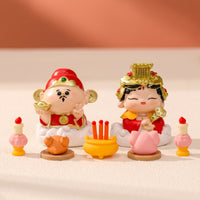 Cartoon Figure with Altar Compact Buddha Statue with Base Small Miniature Altar Set for Buddhists, Collectors, Desk, Office