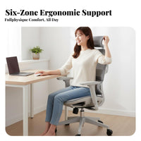 Lumbar Support Ergonomic Swivel Chair with Headrest Rolling Casters High-Back Ergonomic Chair with Headrest Adjustable Armrests Computer Seat Tilt and Lock Function for Remote Workers, Students, Gamers, Study Room, Workstation, Gaming Setup