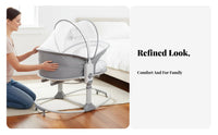 Soothing Vibration Adjustable Bedside Bassinet Portable Adjustable Bedside Sleeper Rocking Motion Baby Rocker Electric Operation for Newborns, Infants, Parents, Bedroom, Living Room, Home, Indoors