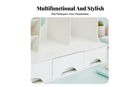 Space Saving Multi-Compartment Storage Box Multiple Compartments Bookend Organizer with Drawers Large Capacity Statisinglery Holder Multifunctional 3-in-1 Design for Students, Teachers, Parents, Desk, School, Study Room, Vanity Table