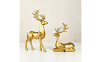 Faceted Deer Statues with Glass Balls Lustrous Geometric Deer Sculptures Tabletop Sculpture Golden for Living Room, Entryway, Tv Cabinet, Office