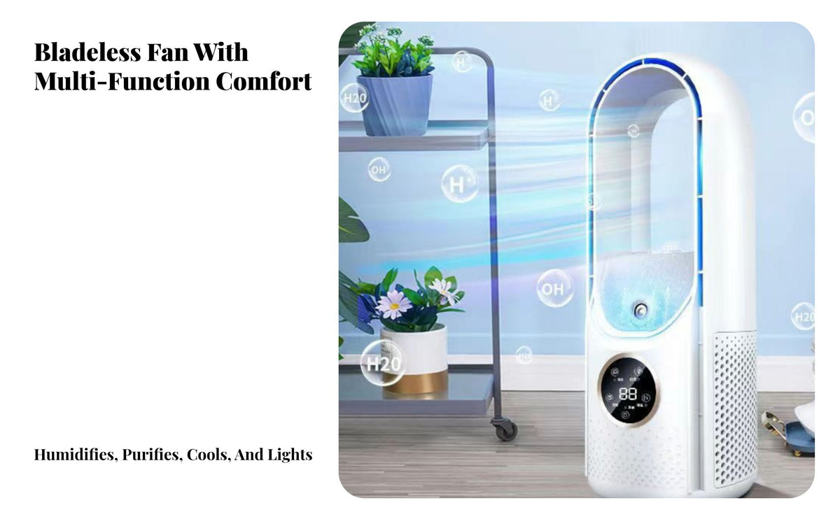 Bladeless Cooling Fan Quiet Personal Air Chiller Low Noise Personal Individual Cooling Chiller for Office Workers, Adults, Desktop, Bedroom