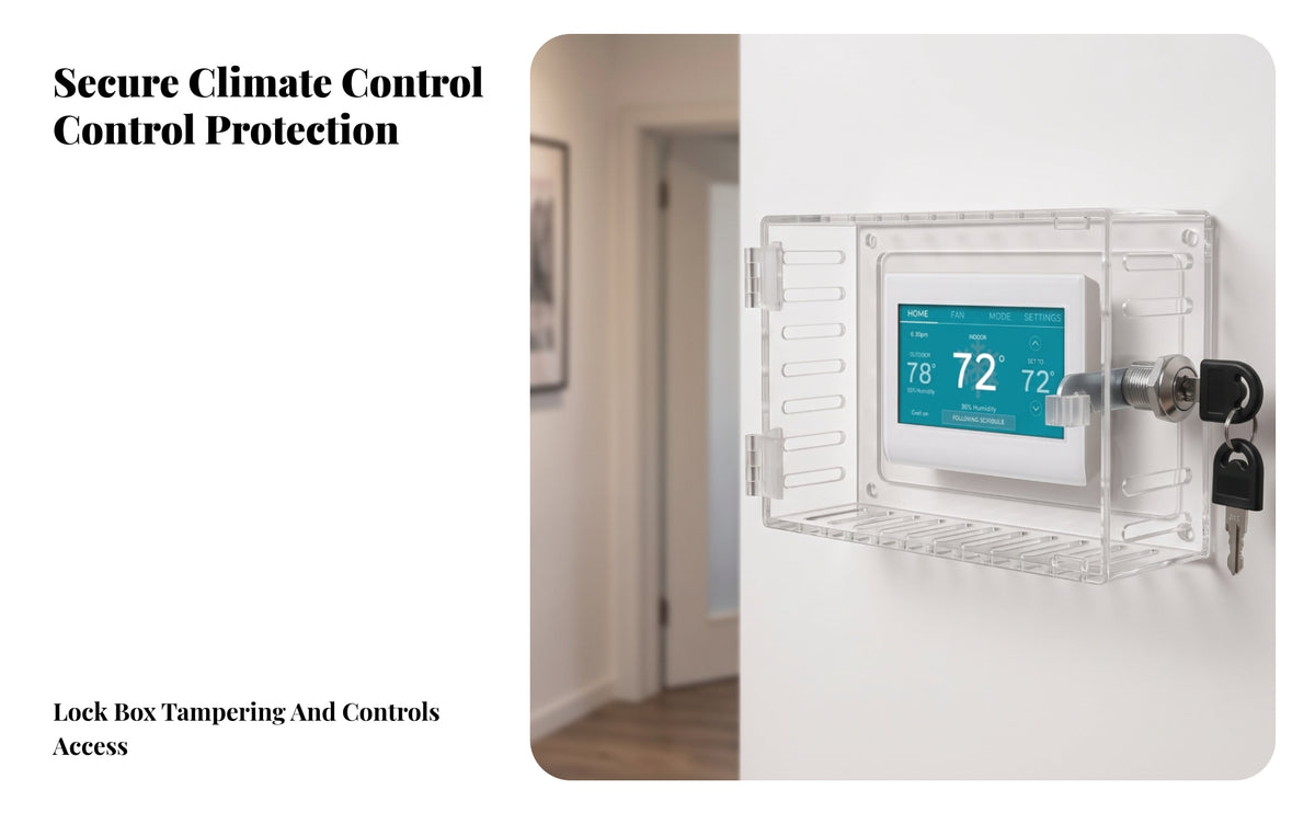Tamper-Resistant Thermostat Lock Box with Key Sturdy Wall-Mounted Thermostat Cover Universal Ventilated for Landlords, Offices, Schools, Home