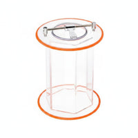 Hexagonal Polishing Barrel High Glass-Like Acrylic Tumbler Drum Stainless Steel Latch Rotary Polisher Barrel for Hobbyists, Workshop, Metalworking