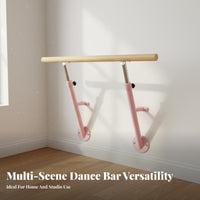 Stable Adjustable Height Dance Bar Space Saver Home Practice Leg Stretch Bar Heavy Duty Wall-Mounted Ballet Barre for Dancers, Adults, Beginners, Classroom