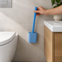 Wall-Mounted Silicone Toilet Brush Set with Long Handle for Bathroom Cleaning