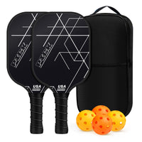 2 Pieces Pickleball Paddle Set with Case Long-Lasting Pickleball Paddle Set with Carry Bag Lightweight Non-Slip for Families