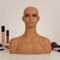 Hairpiece Head with Shoulders Realistic Mannequin Head with Shoulders Long-Neck for Hairstylists, Jewelers, Salons, Studios, Boutiques