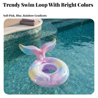 Mermaid Swim Donut Thickened Material Mermaid Infant Swim Float Anti-Tip Over Design Young Child Aquatic Seat with Seat for Infants, Young Children