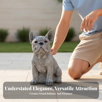Realistic Details Resin Dog Statue Hand-Painted Resin Dog Sculpture Weather-Resistant French Bulldog Yard Sculpture for Patio, Porch, Lawn