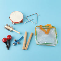 6 Pieces Percussion Instrument Set with Storage Bag Wood Wooden Percussion Instruments Set Educational for Kids, Preschoolers