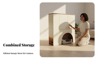 Space-Saving Multifunctional Pet Cabinet Sturdy Construction Cat House Storage Cabinet Mid-Century-Century Modern Design Indoor Pet Crate Furniture Walnut Wood Grain for Living Room, Bedroom