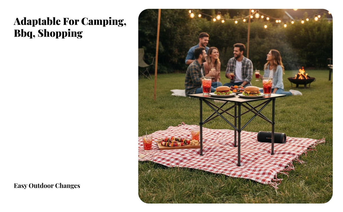 7 Pieces Foldable Collapsible Table and Chair Combo Lightweight Roll-up Table with Folding Chairs Sturdy Construction Camping Furniture Heavy-Duty for Campers, Families, Party Hosts, Market Stall, Picnics, Picnic, Backyard