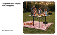 7 Pieces Foldable Collapsible Table and Chair Combo Lightweight Roll-up Table with Folding Chairs Sturdy Construction Camping Furniture Heavy-Duty for Campers, Families, Party Hosts, Market Stall, Picnics, Picnic, Backyard
