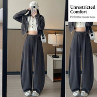 Ladies Trousers High Waist Joggers with Drawstring for Loungewear, Wide Leg Womens Pants for Spring, Comfortable Fit