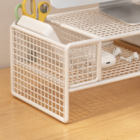2 Tier Metal Monitor Stand with Storage Desk Shelf for Home Office Workspace