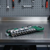 13 Pieces Reversible Socket Wrench Set with Quick Ratchet Handle Polished Socket Wrench Set with Universal Joint Compact Tool Manual for Mechanics