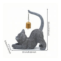 Cat Figurine with Bell Collectible Cat Figurine Cute Ornament for Collectors, Shelf