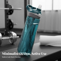 Leak-Proof Straw Water Bottle Safe Sports Water Bottle with Straw Single Click Release for Adults, Outdoor Enthusiasts, School, Travel