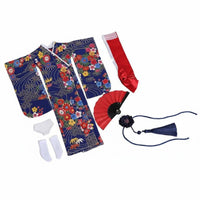 1/6 Scale Kimono Set Floral Pattern Female Action Figure Kimono Long and Short Designs Miniature Wafuku Outfit for Hobbyists