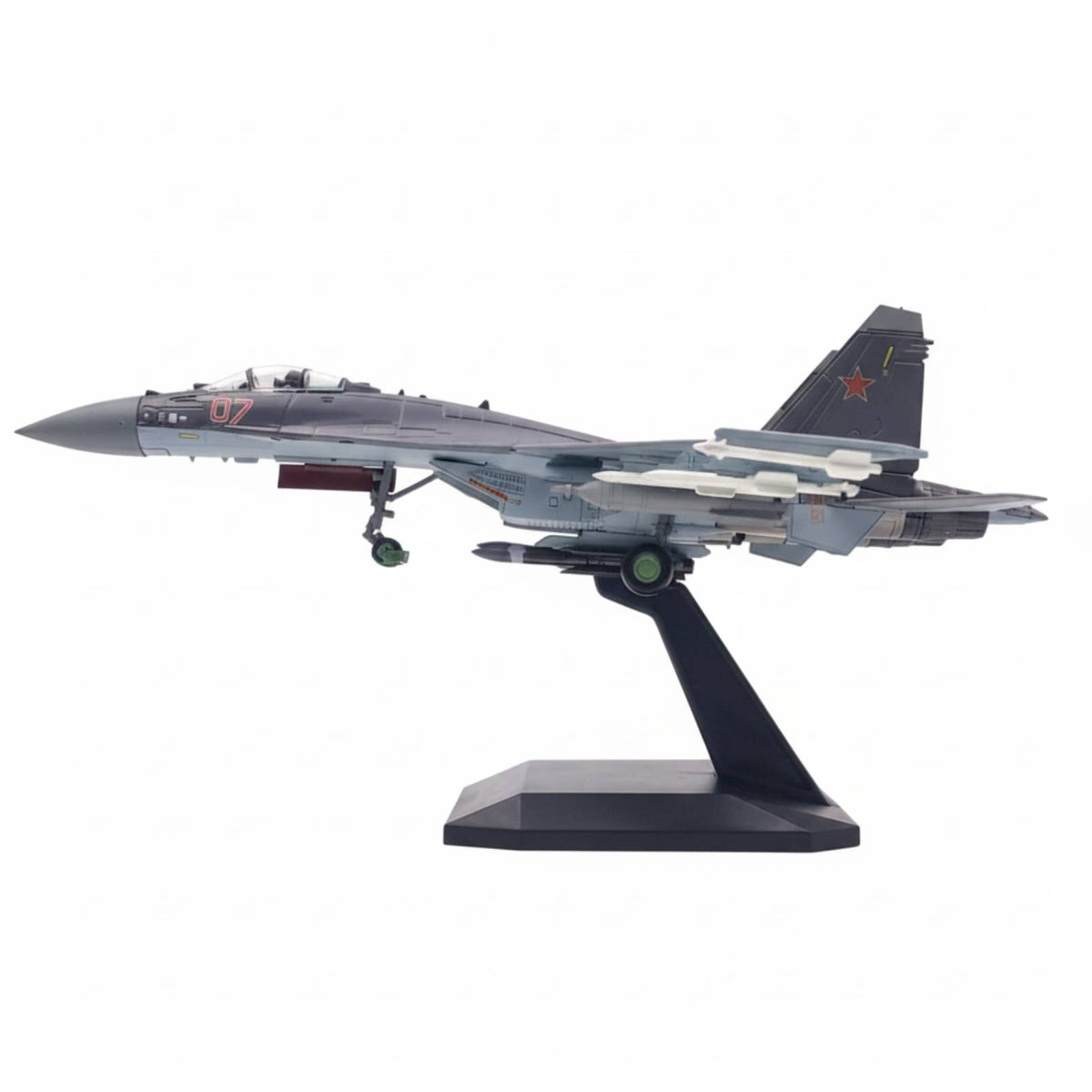 1:100 Su-35 Fighter Jet Model Pre-Assembled Diecast Alloy Airplane Model Highly Detailed for Enthusiasts, Desk