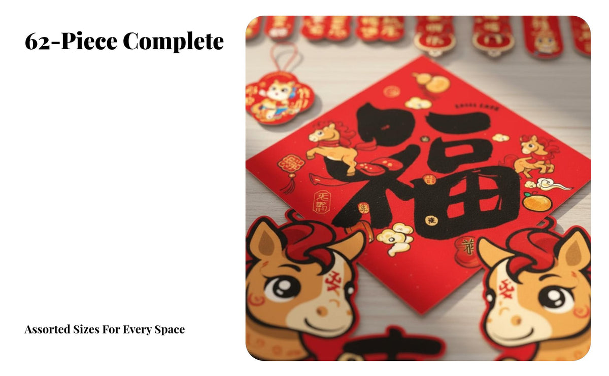 Festive Couplets, Horse Year, Auspicious Fu Stickers, New Year Set