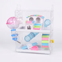 Large Hamster Cage with Tunnels, Large Three-Layer Drawer Cage with Acrylic Tray, Transparent Acrylic Starter Kit for Indoor Pet