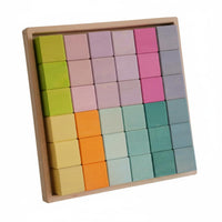 36 Pieces Wooden Mosaic Blocks Fine Motor Skills Rainbow Block Set Hand-Eye Coordination Color Shape and Pattern for Young Children, Preschool